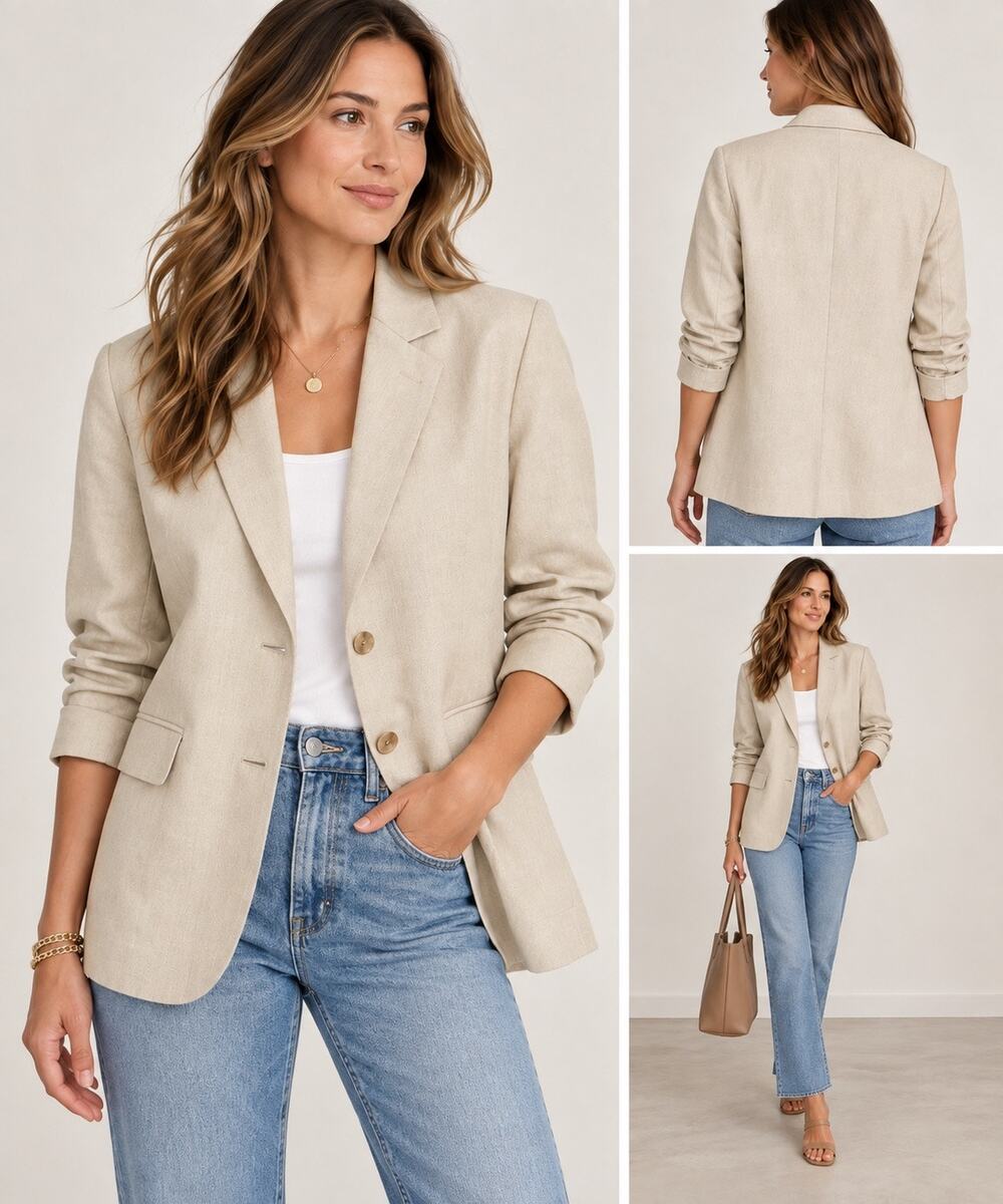 Amour Vert Natural Slim Tobie Cotton/Linen Blazer Size Small NWT